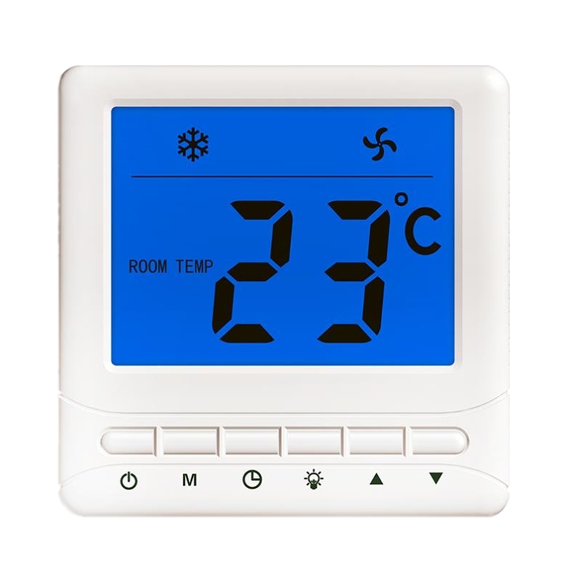 White 3 Speed ​​6A Digital FCU Thermostat ความแม่นยำ± 1 ° C ใช้งานง่าย