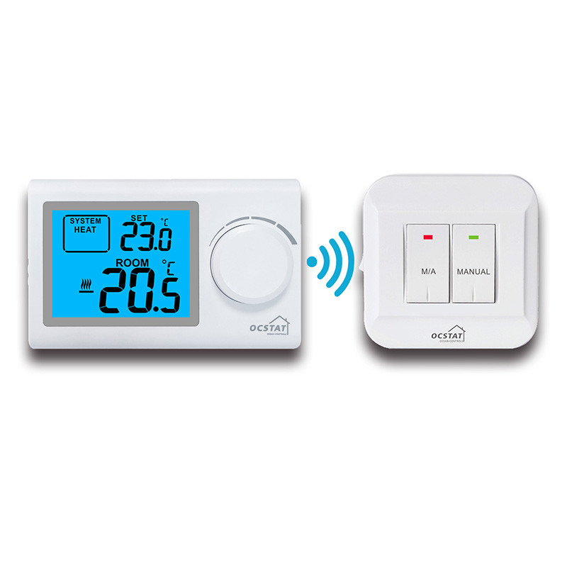 หน้าจอ LCD เครื่องทำความร้อนแบบตั้งพื้น Electronic Wireless Wall Thermostat, RF Room Thermostat For Home