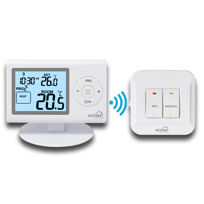 เทอร์โมสตัทในห้องแบบดิจิทัลตั้งโปรแกรมได้สีขาวสำหรับระบบ HVAC