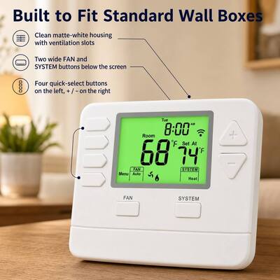 RIseem Smart 7 Day Programmable Thermostat Wi-Fi 2.4GHZ Take Control of Your Energy Usage with Customizable Programming