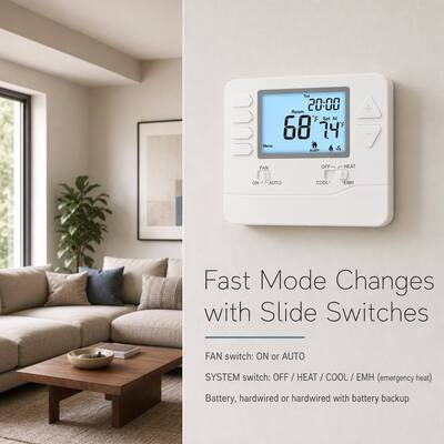 Riseem โปรแกรมรายสัปดาห์ ความแม่นยํา 0.5 ° C ระบบ HVAC ปั๊มความร้อน เทอร์มาสตาร์ 24V
