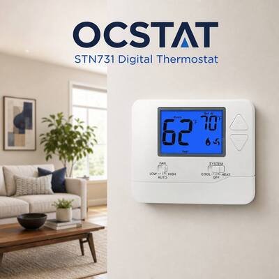 เทอร์โมสตัทควบคุมอุณหภูมิแบบตั้งโปรแกรมไม่ได้ LCD Display 1 Heat 1 Cool PTAC 24V ใช้แบตเตอรี่ ระบบ HVAC