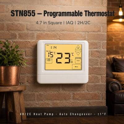 STN855 ปั๊มความร้อน 7 วัน โปรแกรม 7 วัน 2 ความร้อน 2 เย็น เทอร์โมสแตตติดผนังสําหรับควบคุม HVAC