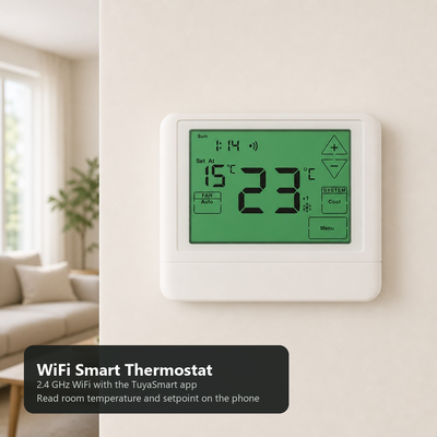 เทอร์โมสตัทอัจฉริยะ 2H 2C Stages 24V Electronic Room WIFI Alexa Voice Control 7 วัน ตั้งโปรแกรมได้ ช่วงอุณหภูมิ 0°C ถึง 40°C โซลูชันการจัดการอุณหภูมิ