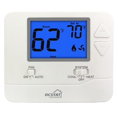 Riseem HVAC ดิจิตอล ไม่สามารถเขียนโปรแกรมได้ ธอร์โมสแตตบ้าน ไฟหลังสีฟ้า จอ LCD