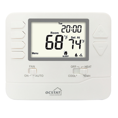 Riseem ไฟหลังสีขาว ไดจิทัล HVAC เทอร์โมสแตตที่ไม่สามารถโปรแกรมได้ สําหรับบ้าน / เทอร์โมสแตตปั๊มความร้อนอิเล็กทรอนิกส์