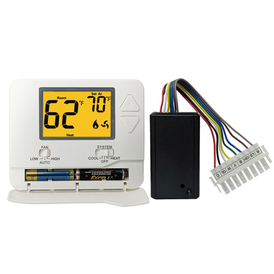 White ABS 24VAC / เทอร์โมสตัท HVAC ที่ใช้แบตเตอรี่