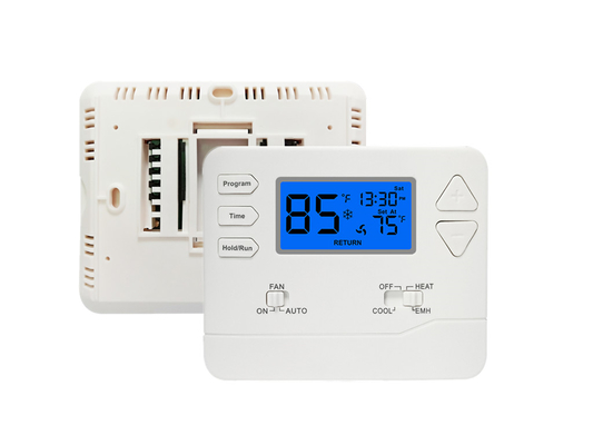 FCC 2 ความร้อน / 1 เย็น ABS โปรแกรมปั๊มความร้อนห้อง Digital Riseem Thermostat HVAC